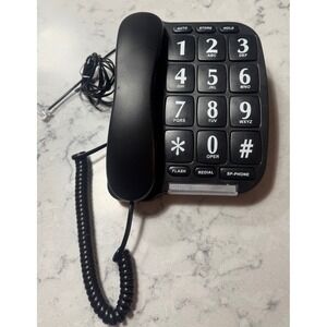 Blue Donuts Black Big Button Phone for Wall or Desk with Speaker and Memory EUC‎